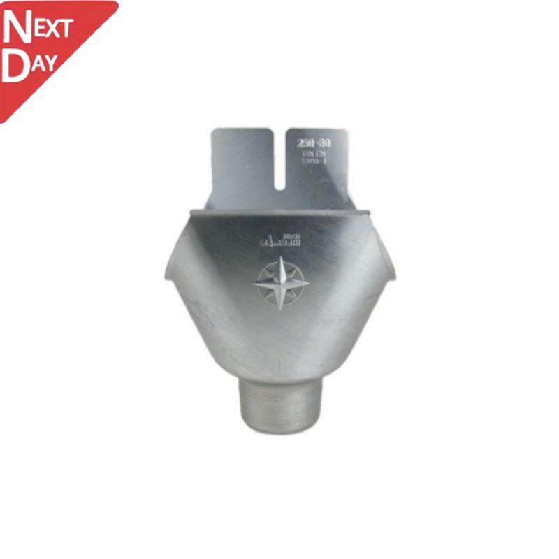 125mm Half Round Galvanised Steel 100mm 'wrap around' Gutter Outlet