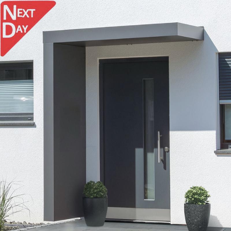 160x90cm Aluminium Canopy With LED Light Strip & Side Panel - Anthracite Grey (Left or Right)