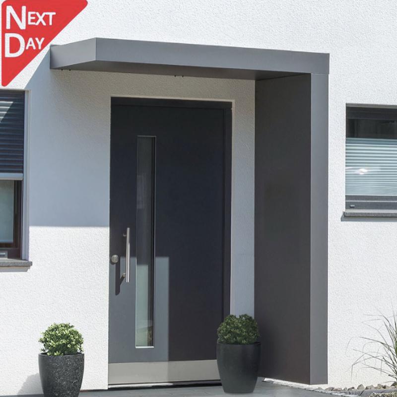 200x90cm Aluminium Canopy With LED Light Strip & Side Panel - Anthracite Grey (Left or Right)