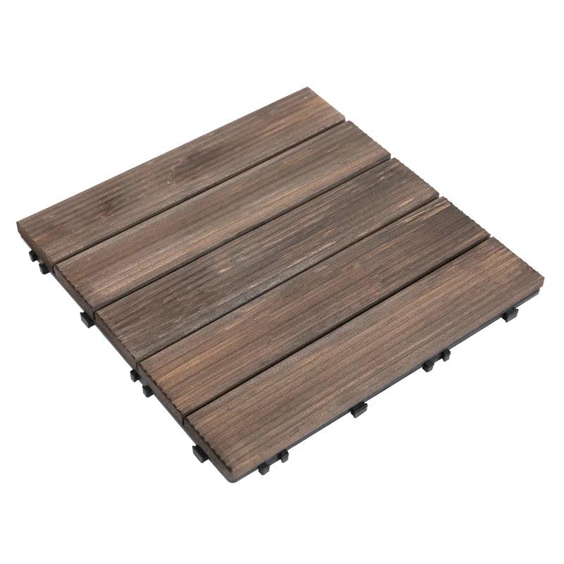 x27 Pack of 30 x 30 cm Solid Wood Decking Tiles - Interlocking