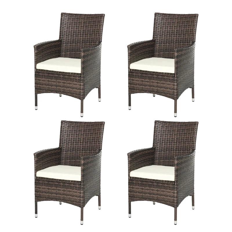 4-Piece Grey Rattan Patio Chair Set with Cushions