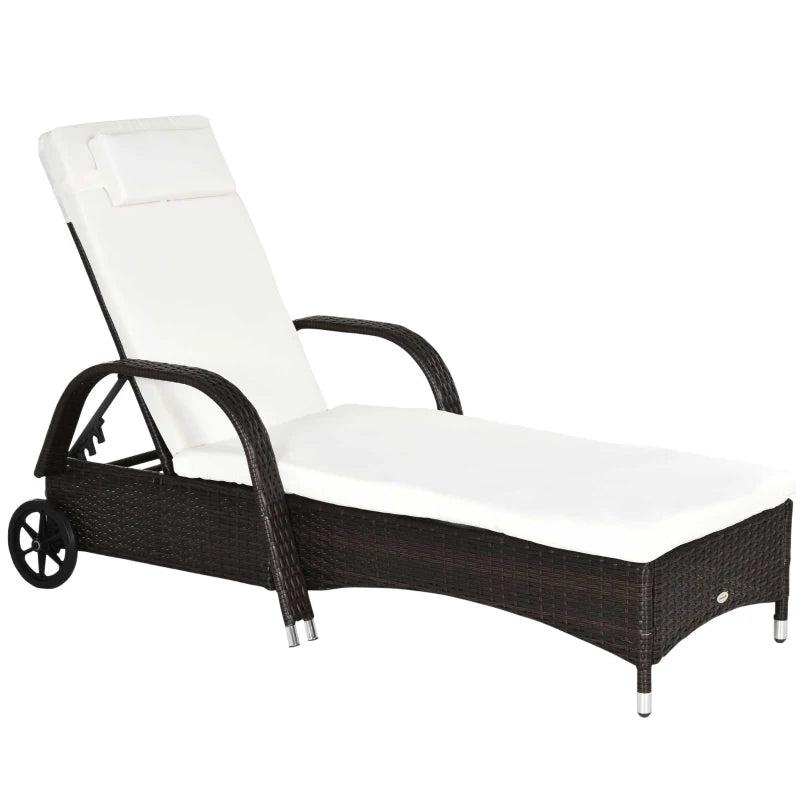 Brown Rattan Adjustable Sun Lounger - 200x73x56-103 cm