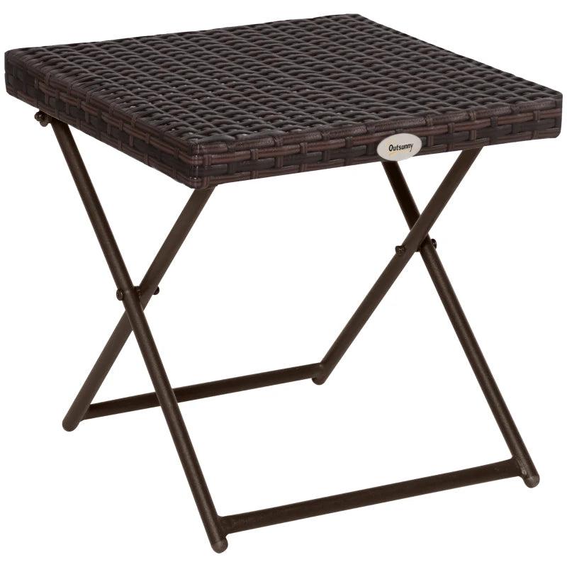 Brown Rattan Folding Outdoor Coffee Table 40x40x40cm
