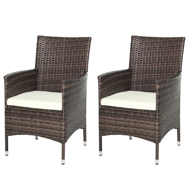 Brown Rattan Outdoor Armchair Set with Cushions