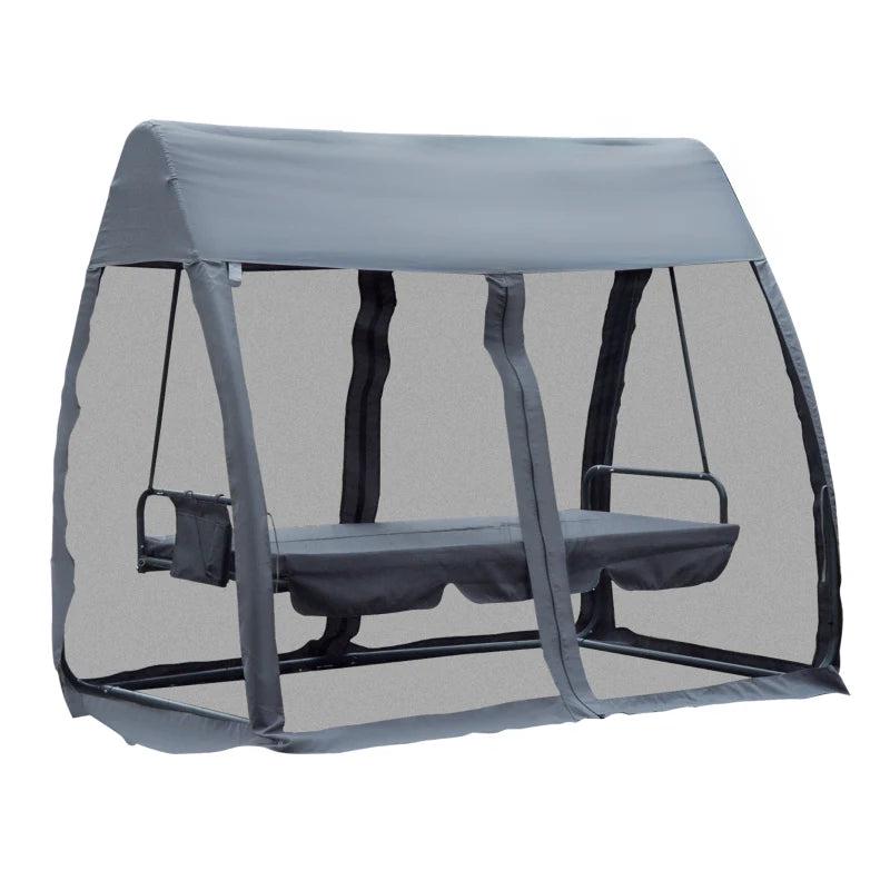 3-Person Convertible Swing Lounger Bed - Grey