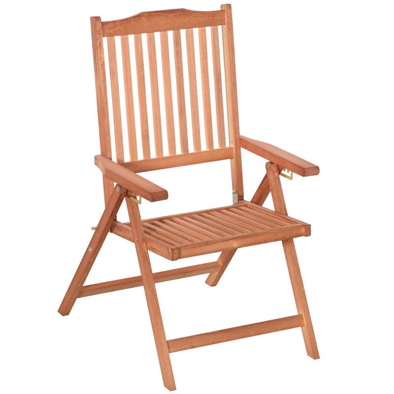 Acacia Wood Folding Patio Armchair - 5-Position Recliner, Outdoor Garden Chair