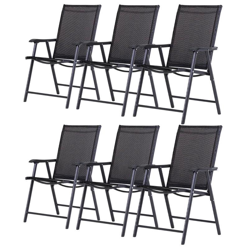 Black Folding Metal Outdoor Dining Chairs Set of 6