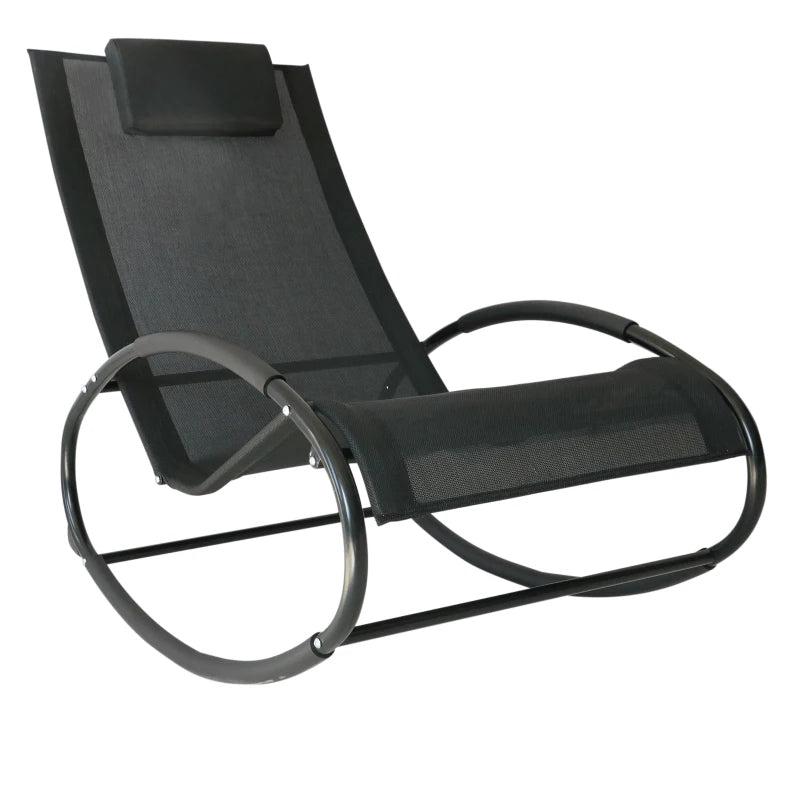 Black Rocking Sun Lounger with Pillow
