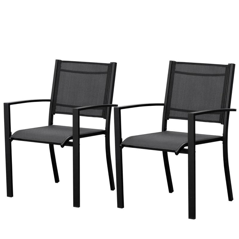 Black Steel Frame Outdoor Dining Chairs Set