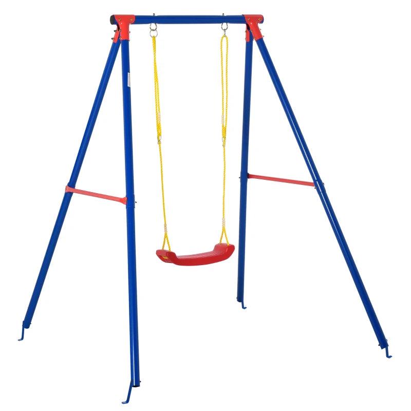 Blue Kids Swing Set with Adjustable Rope for 3-8 Years Old