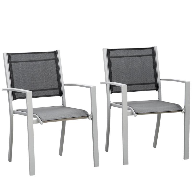 Steel Frame Outdoor Dining Chairs Set of 2 - Grey/Black