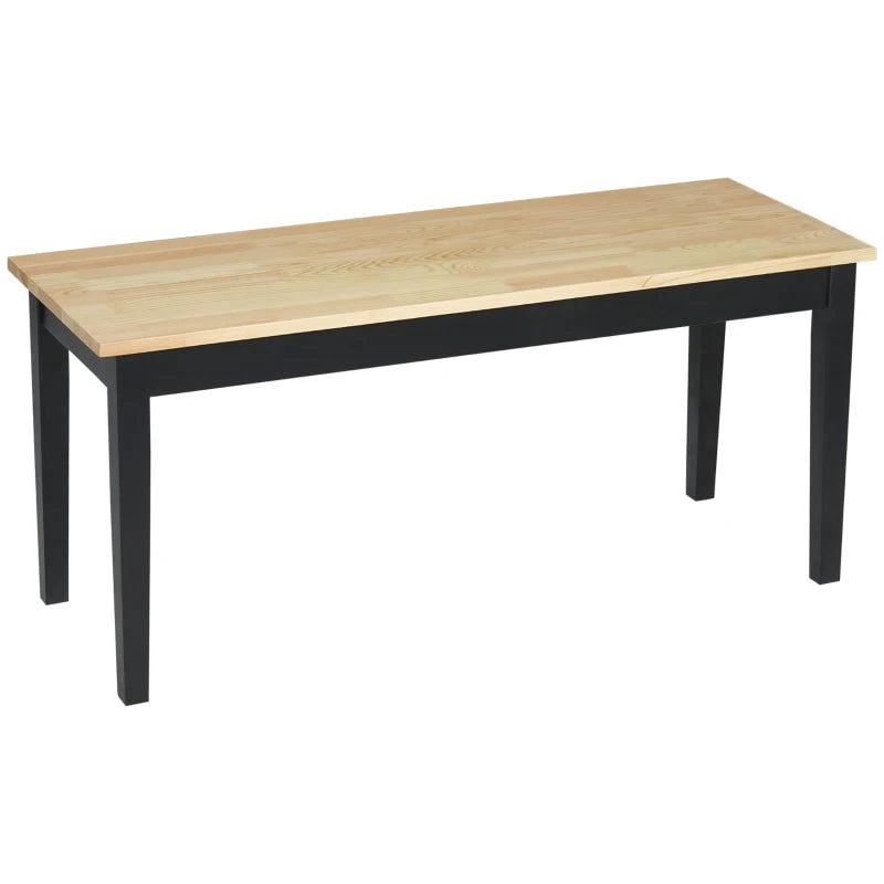 Stylish 102 cm Black Wood Dining Bench for 2 - Perfect for Kitchen, Dining Room, or Entryway Seating