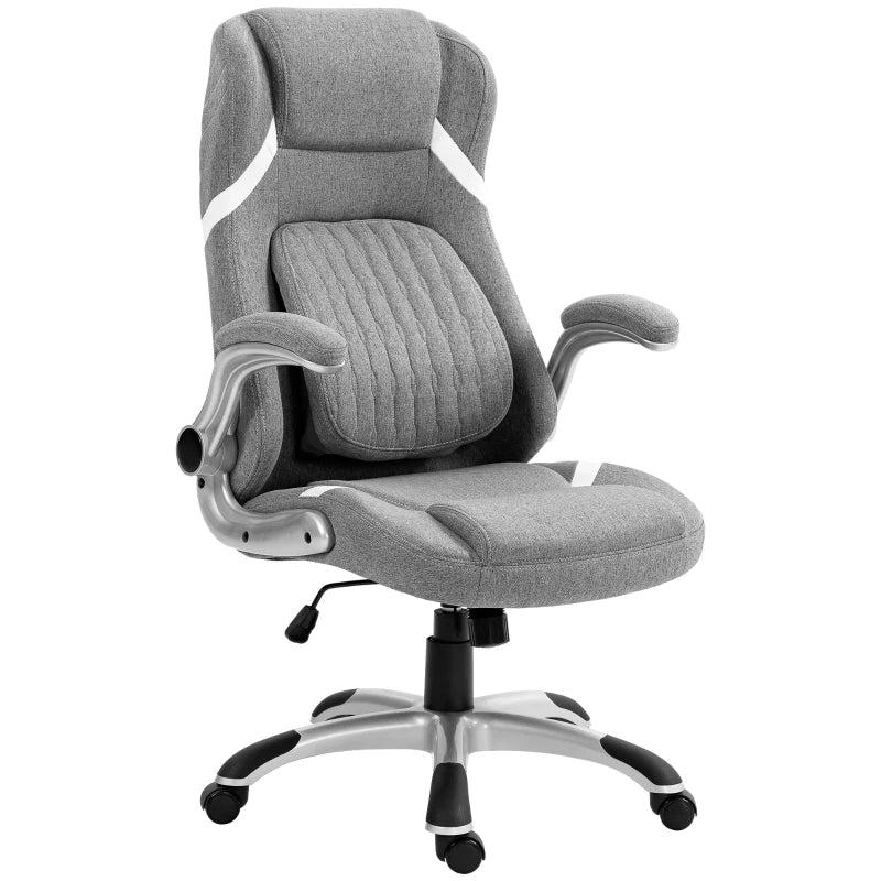 Vinsetto Adjustable Height Linen-Look Office Chair - Stylish Grey Ergonomic Design for Home & Office Comfort