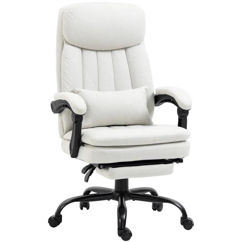 Vinsetto Ergonomic Office Chair with Massage & Heating, 155 Recline, Lumbar Support, Footrest - Cream White
