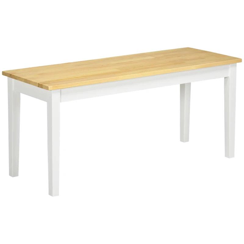 102 cm Wooden Dining Bench for 2 - Stylish White Kitchen & Dining Room Seating, Perfect for Entryway