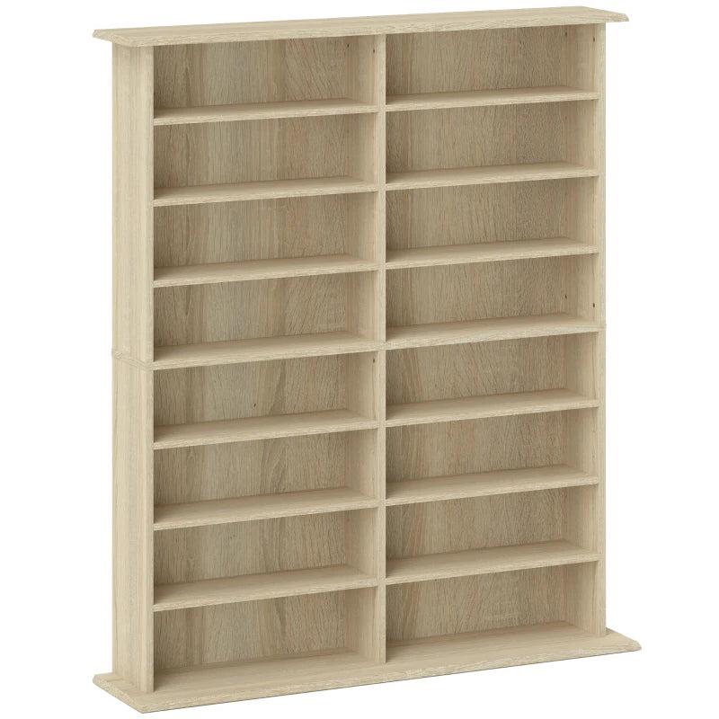 16-Compartment Media Shelf - Stylish Nature Wood Finish for Organizing DVDs, Games, and Books - Modern Home Storage Solution