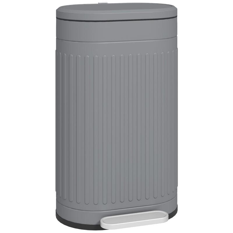 30L Grey Metal Kitchen Bin with Soft-Close Lid - Stylish and Durable Waste Container for Home and Office