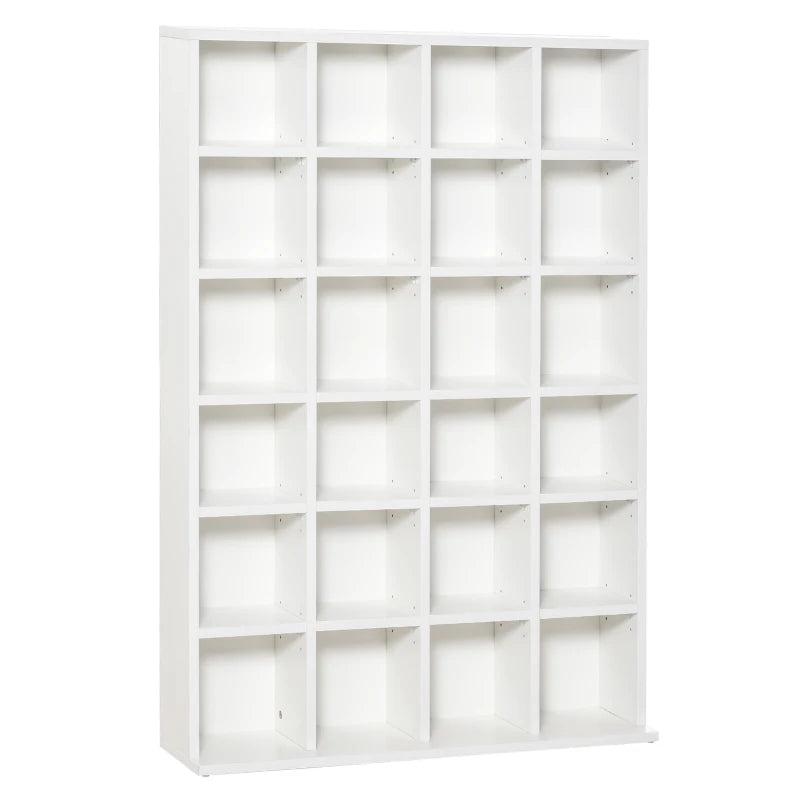 Adjustable CD Storage Unit with Shelves - 89 x 130.5 cm - Modern White Design for Organizing Music Collections