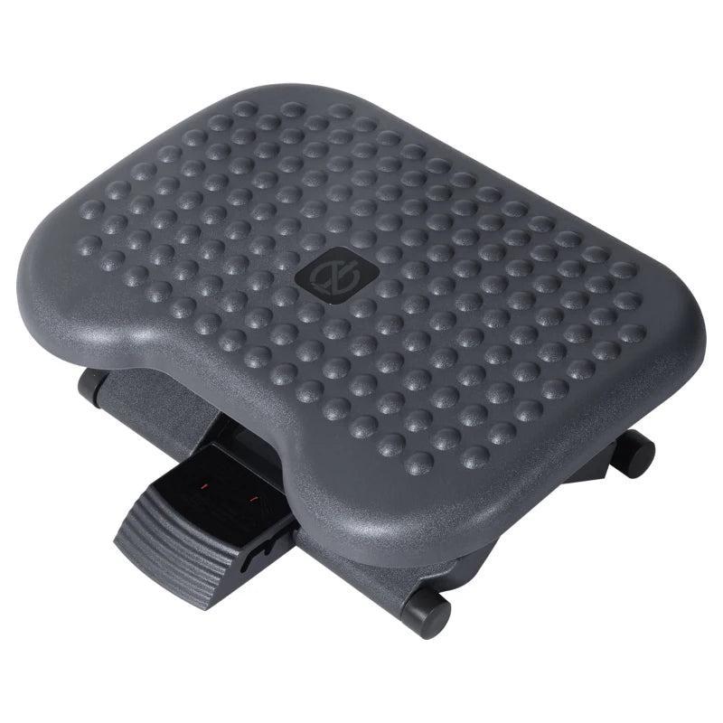 Adjustable Height & Angle Footrest - Charcoal Grey Tilting Platform for Home Office Comfort
