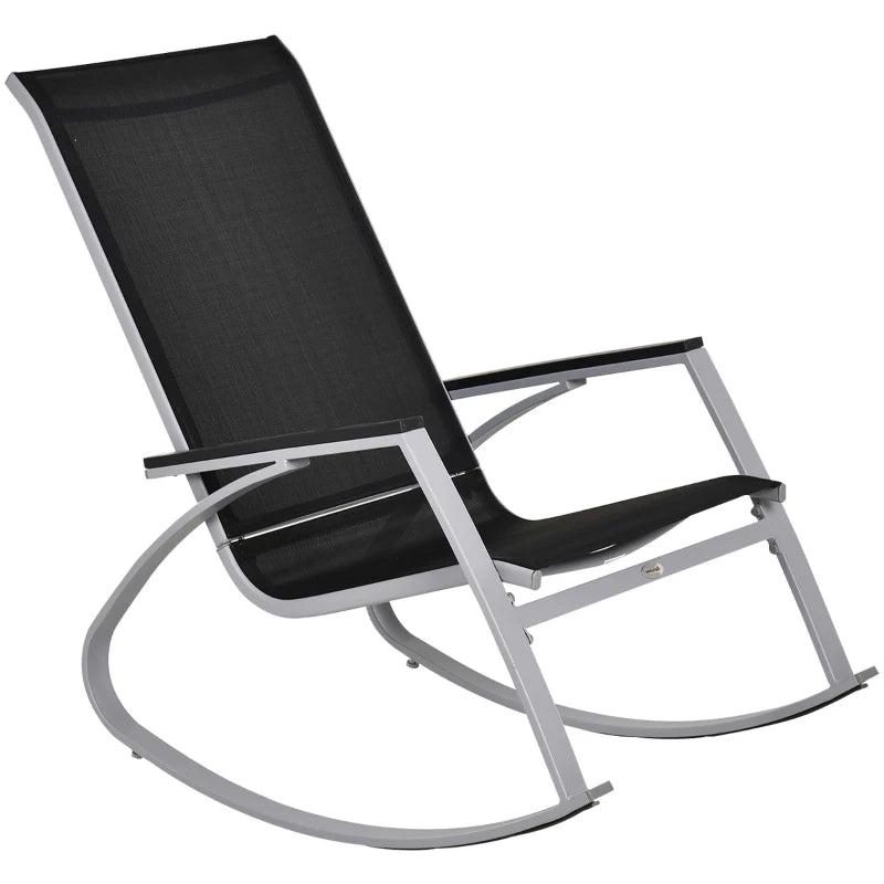 Black High Back Rocking Sun Lounger Chair for Garden Patio