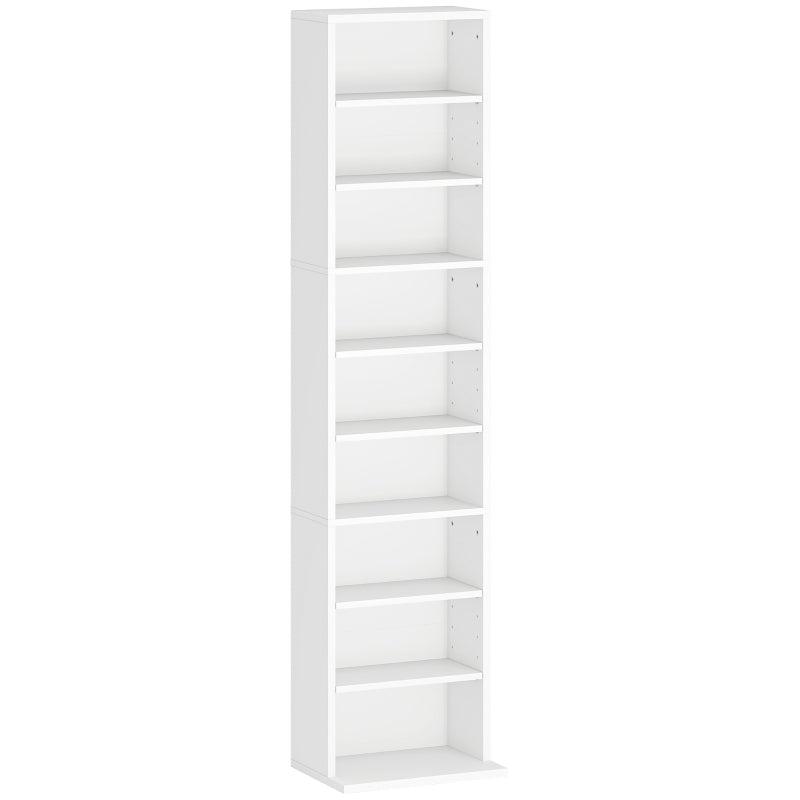 Stylish 260 Narrow CD Storage Unit in White - Space-Saving Organizer for CDs, DVDs, and Media Collections