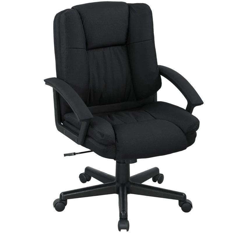 Stylish Black Linen-Look Padded Office Chair for Comfort and Support - Perfect for Home or Office Use