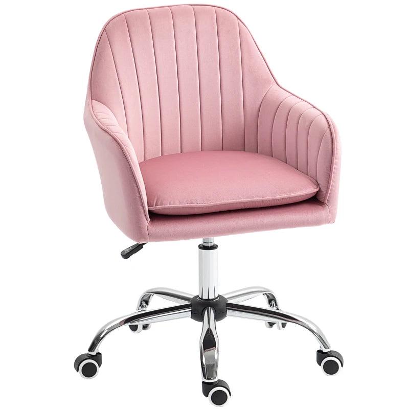 Stylish Dark Pink Velvet-Feel Tub Office Chair with Comfortable Seat Cushion - Perfect for Home or Office Decor