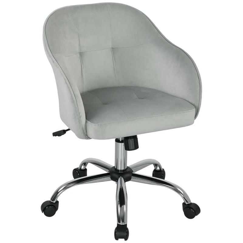 Stylish Grey Velvet-Feel Office Chair 46-56 cm Adjustable Height - Ergonomic Design for Comfort and Support