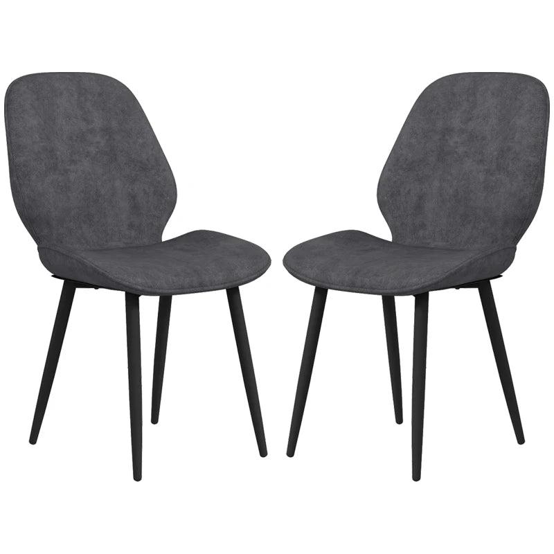 Stylish Velvet Dining Chairs Set of 2 - Modern Grey Dining Room Chairs with Sturdy Metal Legs