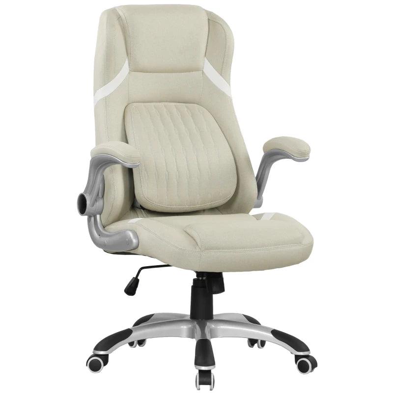 Vinsetto Beige Linen-Look Office Chair - Adjustable Height & Tension for Comfort | Stylish Ergonomic Design