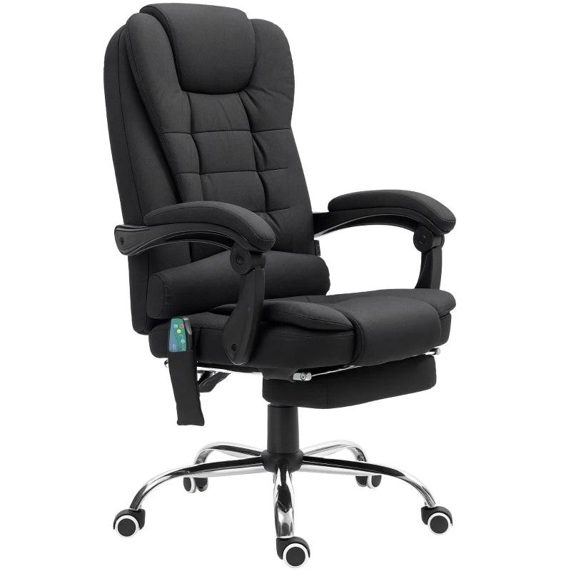 Vinsetto Black Office Chair with 6-Point Massage, Back Heat, Adjustable Footrest, Swivel Wheels & Reclining Feature