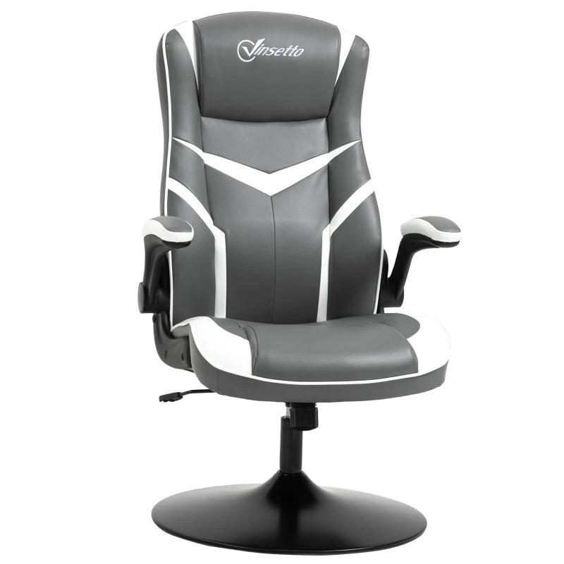 Vinsetto Ergonomic Gaming Chair - Adjustable Height, Swivel Base, PVC Leather - Stylish Grey Home Office Desk Chair