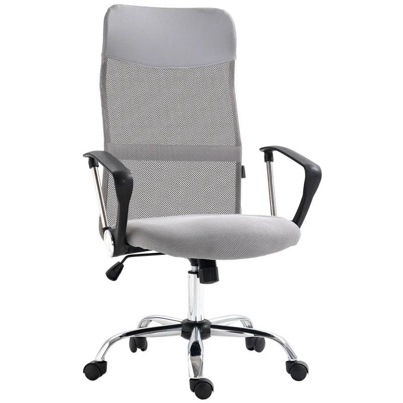 Vinsetto Ergonomic Mesh Office Chair - Adjustable Height & Tilt Function - Light Grey Comfort for Home & Office