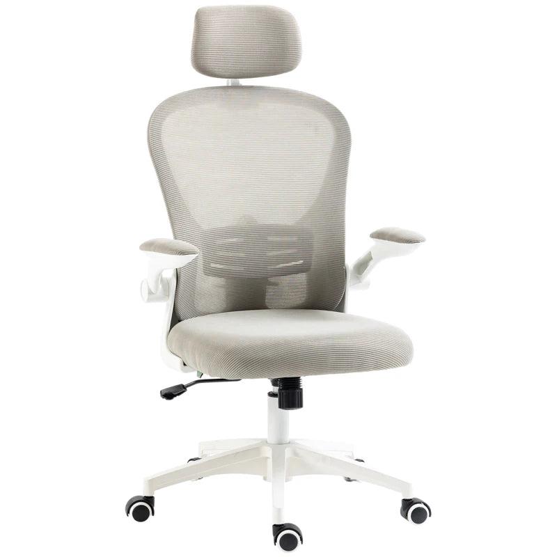 Vinsetto Ergonomic Multi-Adjustable Office Chair with Lumbar Support, Headrest & Breathable Mesh Back - Stylish Grey Design