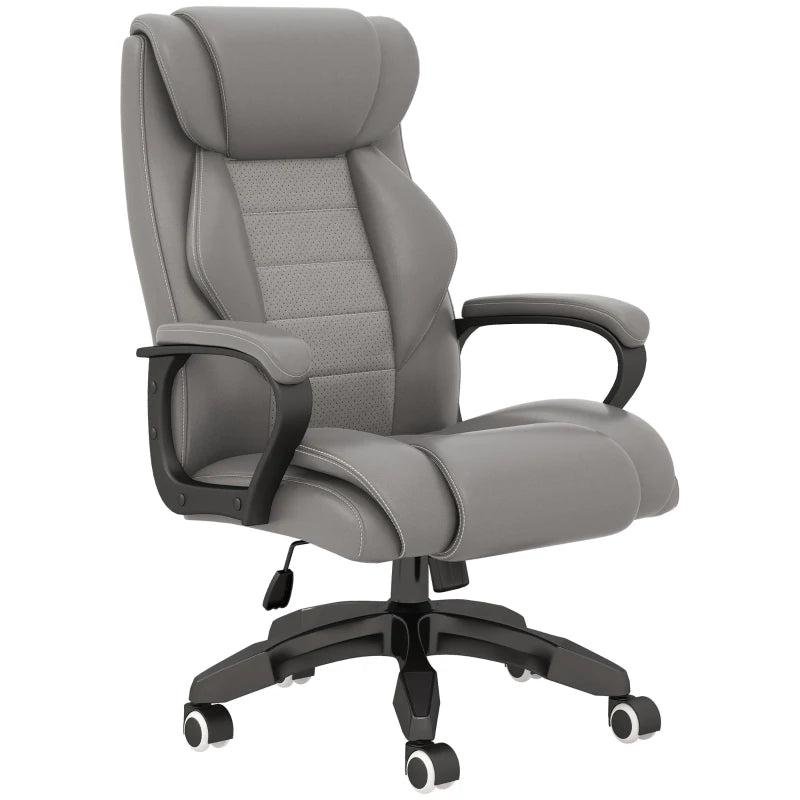 Vinsetto Grey Office Chair with 6-Point Massage & Back Heat, Ergonomic PU Desk Chair with Padded Seat & Tilt Function