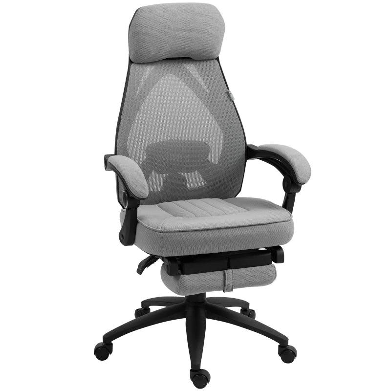 Vinsetto High Back Office Chair with Footrest - Adjustable Swivel Desk Chair with Headrest for Home Office - Dark Grey