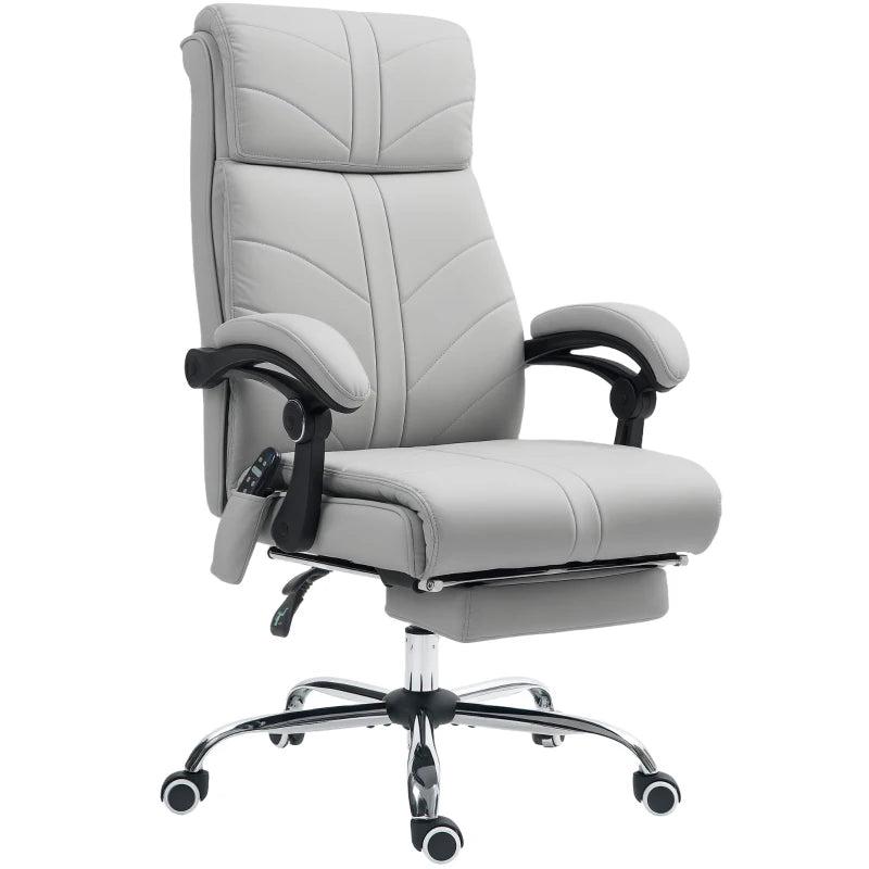 Vinsetto Light Grey Faux Leather Massage Office Chair - Ergonomic Design, Adjustable Height, Comfortable Seating for Home & Office