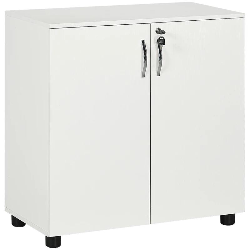 Vinsetto Two-Tier Locking Office Storage Cabinet - Modern White File Organizer for Home & Office Use