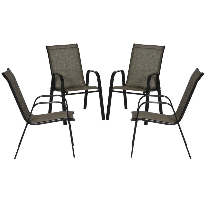 4 Stackable Mesh Seat Chairs - Mixed Brown