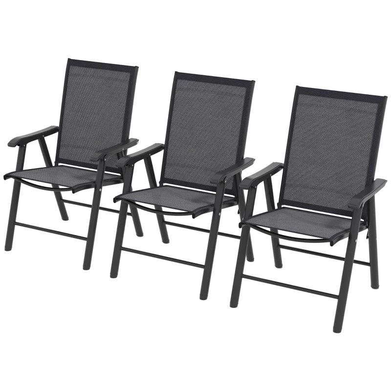 6-Piece Dark Grey Folding Outdoor Dining Chairs Set