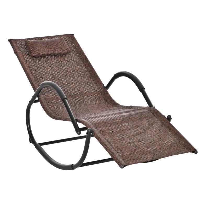 Brown Rocking Patio Chair with Removable Pillow