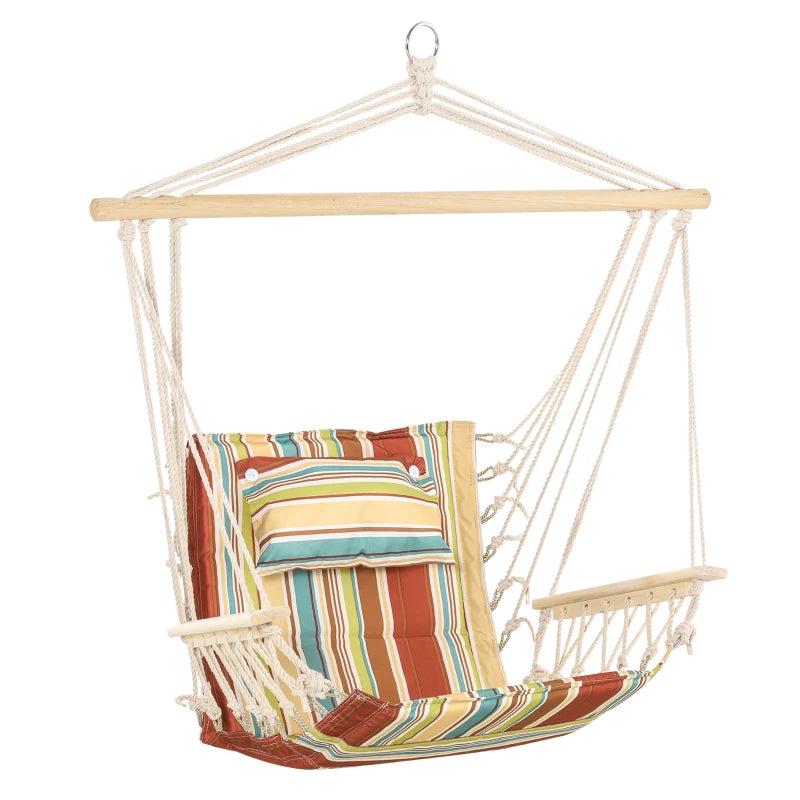 Striped Hanging Hammock Swing Chair - Safe Indoor/Outdoor Seating
