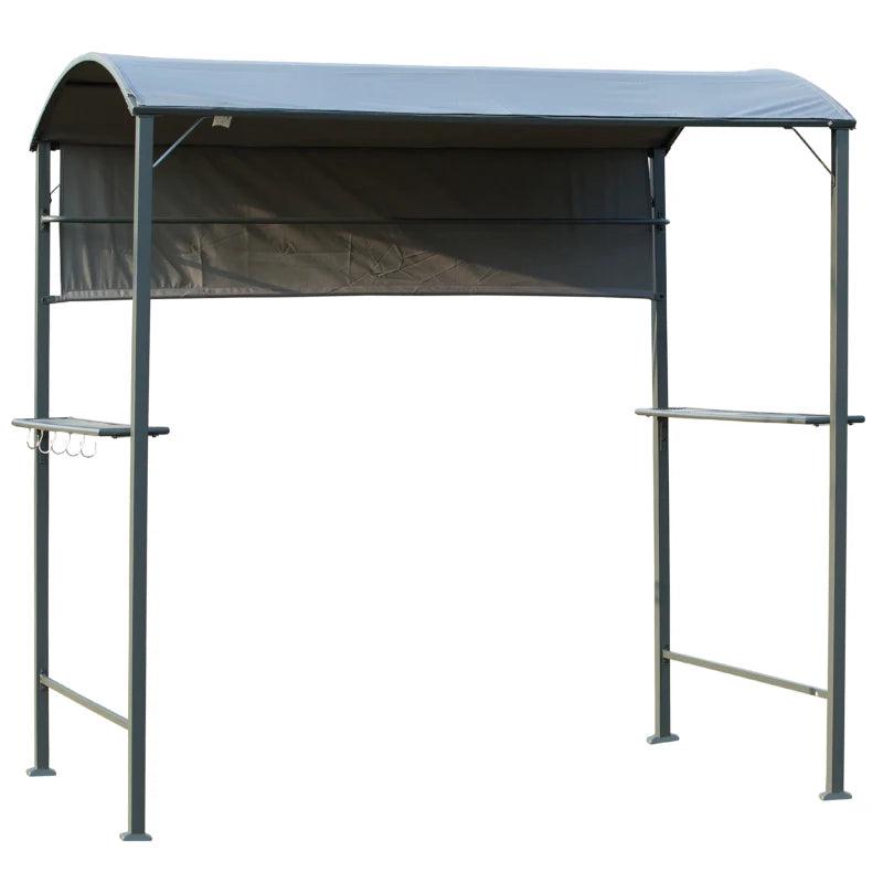 2.2m x 1.4m Black BBQ Grill Gazebo with Shelves and Hooks