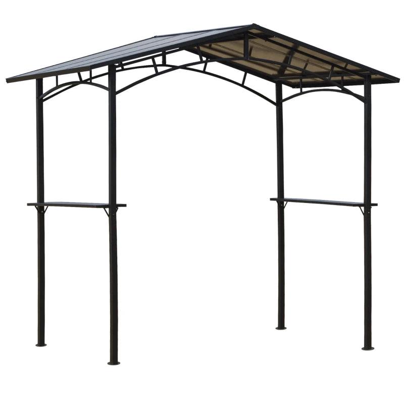 8x5ft Outdoor BBQ Gazebo Tent with Hardtop Roof - Charcoal Grey