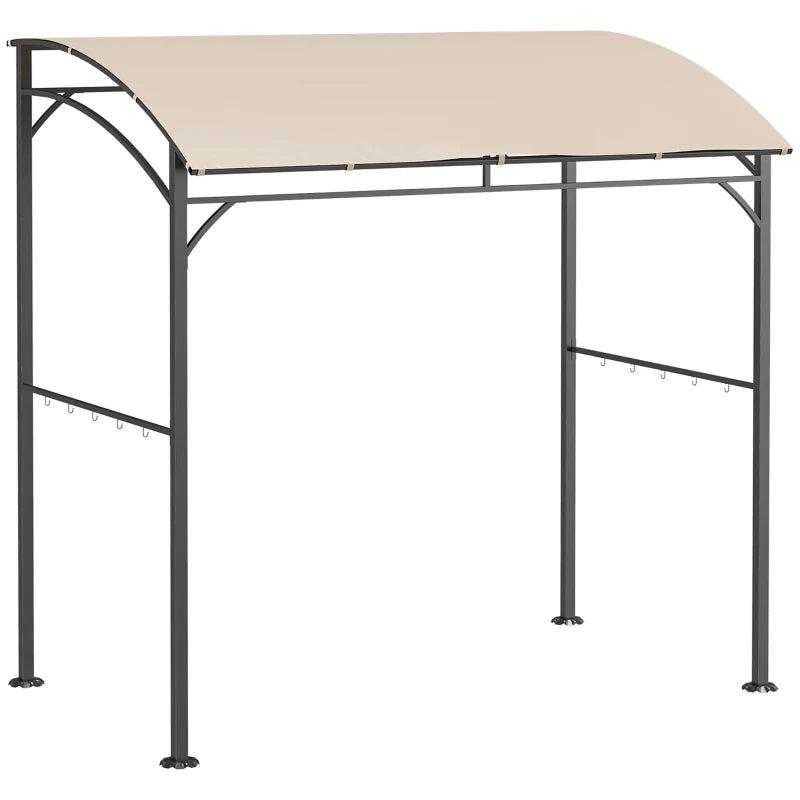 Beige BBQ Grill Gazebo Tent with Metal Frame and Curved Canopy