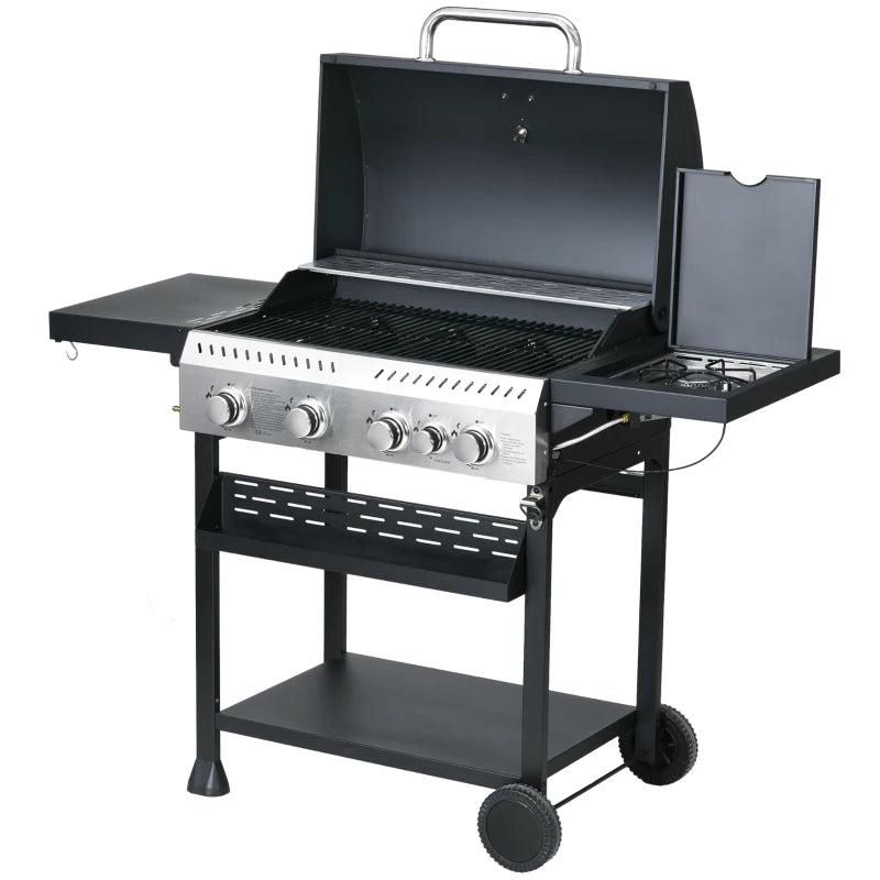 Black 5-Burner Steel Gas Grill with Thermometer
