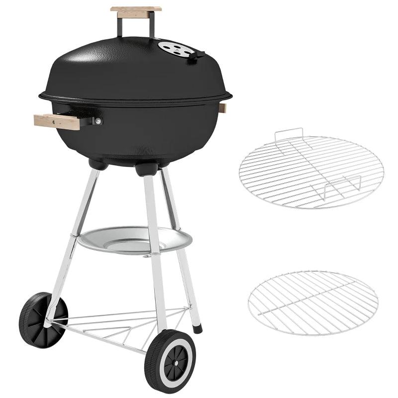 Black Portable Round Charcoal BBQ Smoker with Lid