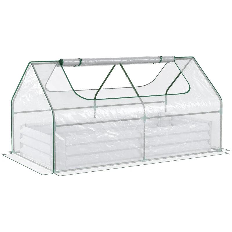 Steel Raised Garden Bed with Greenhouse, Clear Cover, 185L x 95W x 92H cm