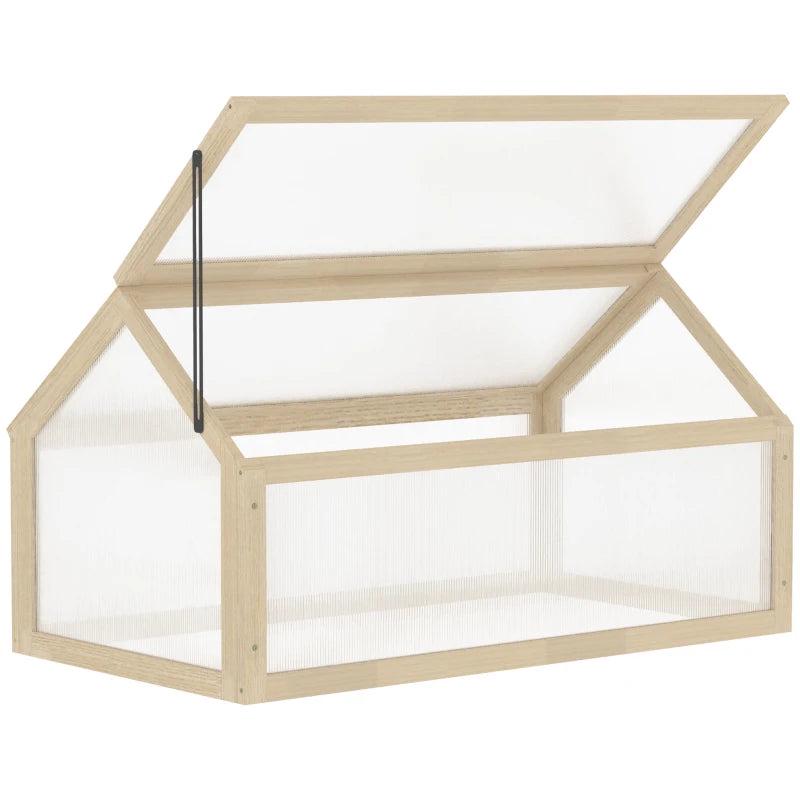Wooden Greenhouse Cold Frame for Plants and Vegetables, Green, 90 x 52 x 50cm