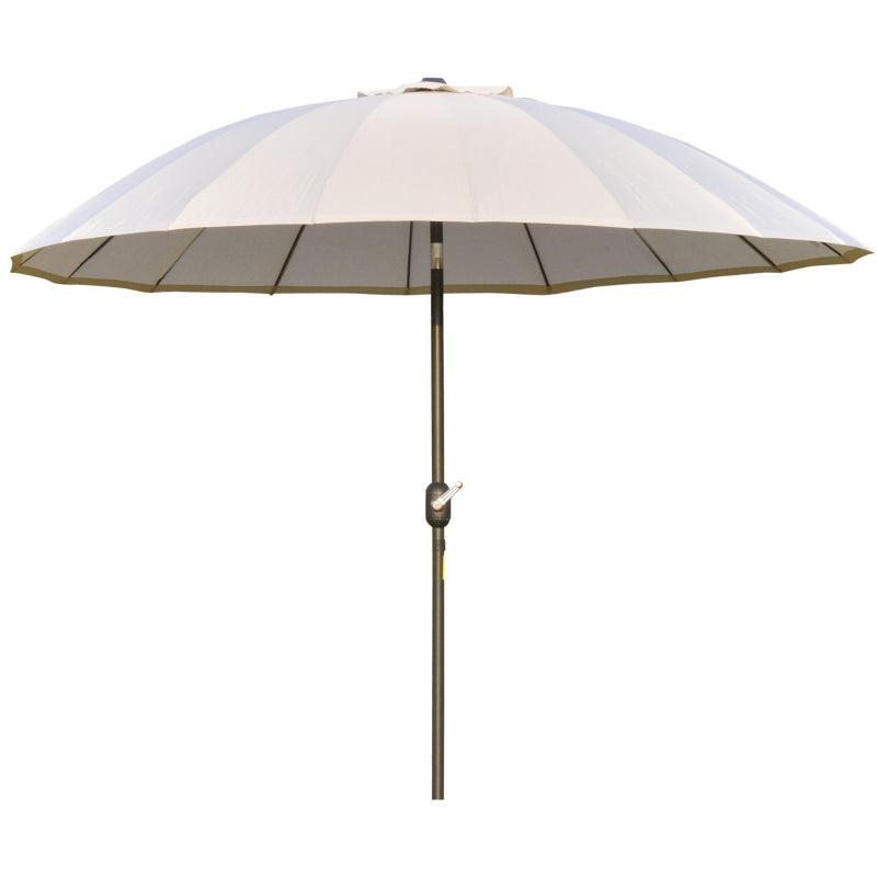 Adjustable 2.5m Garden Parasol Umbrella with Crank & Tilt, Off-White